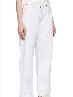 Agolde White Denim Criss Cross Jeans